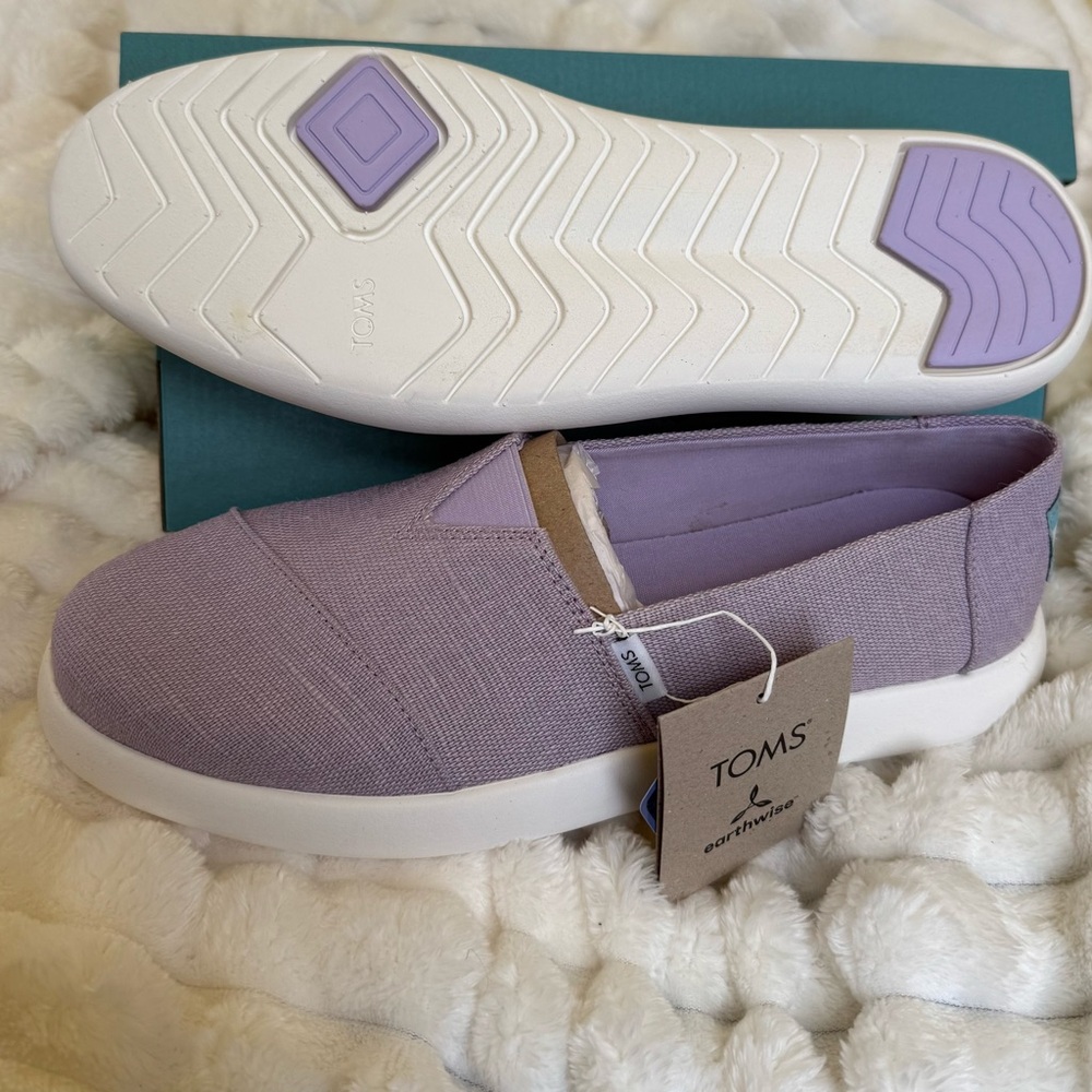 New TOMS Womans Sz 10W Alpargata Mallow Slip On Shoes Canvas Light Orchid NIB